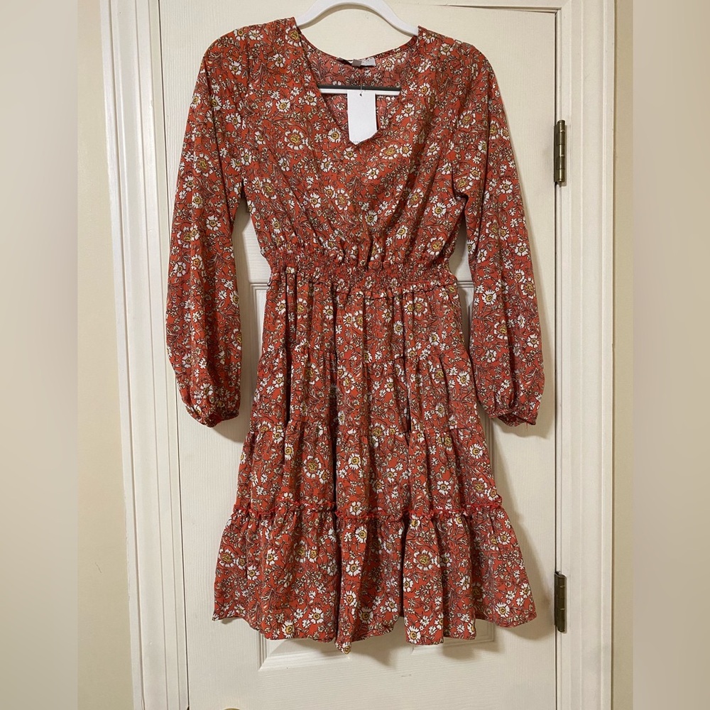 Floral Tiered Ruffle Dress Size S